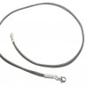 Collier cordon cuir gris sombre fermoir argent 925 longueur 38 cm