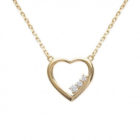 Collier Plaqué Or et zirconium pendentif coeur