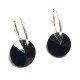 Boucles d'oreilles argent 925/000 créoles pendants disques cristal noir