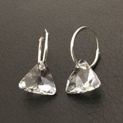 Boucles doreilles argent 925 créoles pendants triangles cristal Swarovski