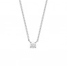 Collier en argent massif 925/000 rhodié pendant solitaire zirconium serti