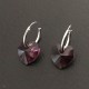 Boucles d'oreilles argent 925 créoles petits coeurs cristal améthyste