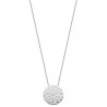 Collier argent massif 925/000 rhodié pendentif rond martelé