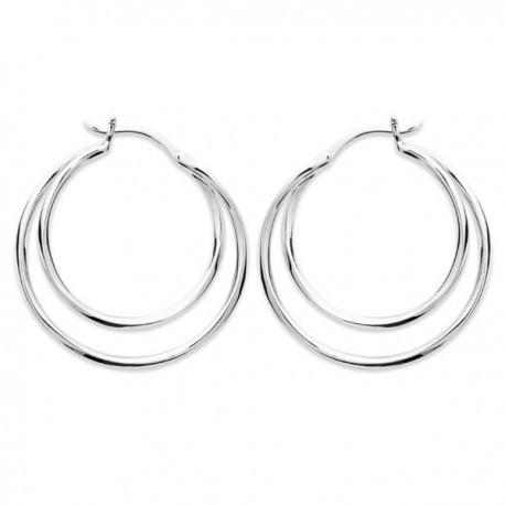 Boucles d'oreilles créoles argent massif 925/000 rhodié diamètre 28 mm