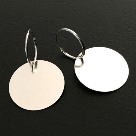 Boucles d'oreilles créoles pampilles disques argent 925/000 