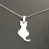 Collier argent 925/000 pendentif chat sur chaine longueur 42 cm