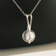 Collier argent 925/000 pendentif boule verre de Murano feuilles d'argent 