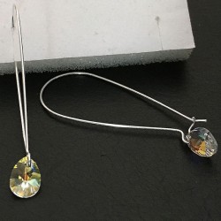 Boucles d'oreilles argent 925 gouttes aurore boréale cristal Swarovski