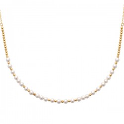 Collier Plaqué Or 18 carats perles blanches