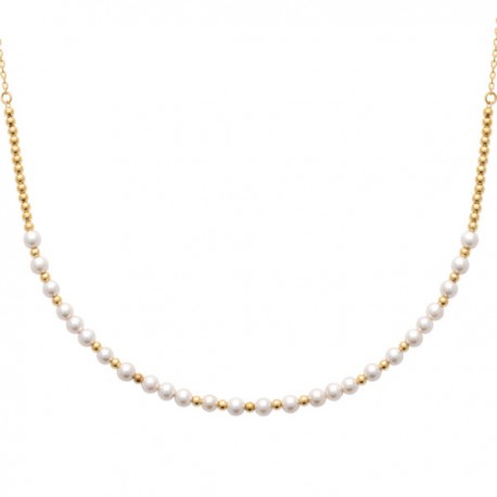 Collier Plaqué Or 18 carats perles blanches