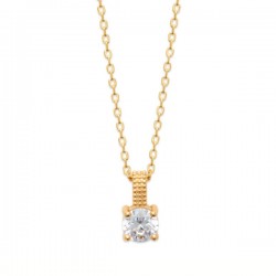 Collier Plaqué Or 18 carats pendentif zirconium griffé