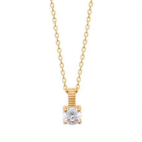 Collier Plaqué Or 18 carats pendentif zirconium griffé