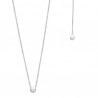 Collier argent 925/000 pendentif solitaire zirconium et longue chainette 