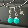 Boucles d'oreilles pierre naturelle agate cyan vert et argent 925/000