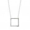 Collier argent massif 925/000 et zirconium pendentif carré ajouré