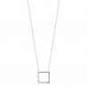 Collier argent massif 925/000 et zirconium pendentif carré ajouré