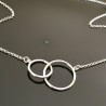 Collier 2 anneaux entrelacés en argent massif 925/000