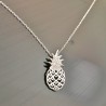 Collier pendentif ananas en argent 925/000 sur chaine 42 cm 