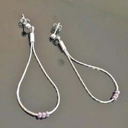 Boucles d'oreilles argent 925 pendantes chainettes gouttes perles de rocailles