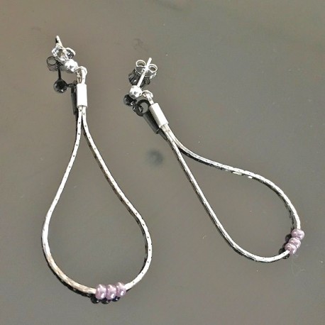 Boucles d'oreilles argent 925 pendantes chainettes gouttes perles de rocailles