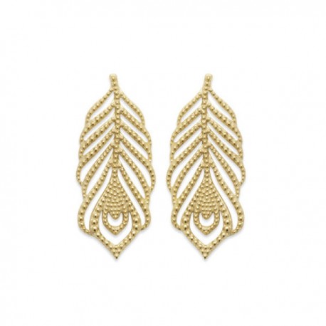 Boucles d'oreilles plumes Plaqué Or 18 carats 