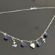 Collier argent massif 925 croix ancre coeur les 3 vertus pierres lapis lazuli