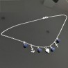 Collier argent massif 925 croix ancre coeur les 3 vertus pierres lapis lazuli