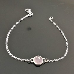 Bracelet argent massif 925/000 cristal opale rose