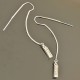 Boucles d'oreilles en argent 925/000 double chainettes barres strass cristal