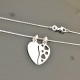 Collier argent 925/000 pendentif coeur sécable à partager sur fine chaine