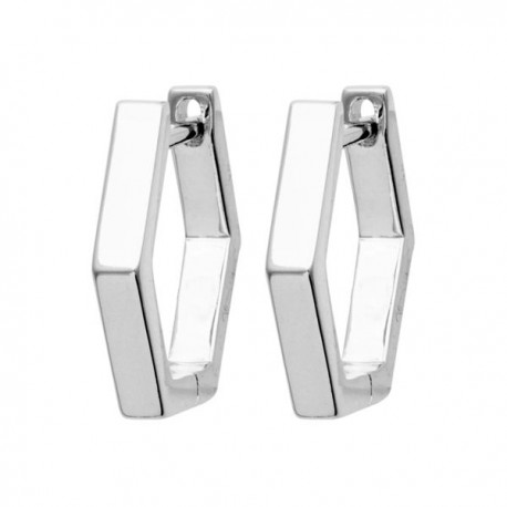 Boucles d'oreilles créoles hexagones en argent massif 925/000