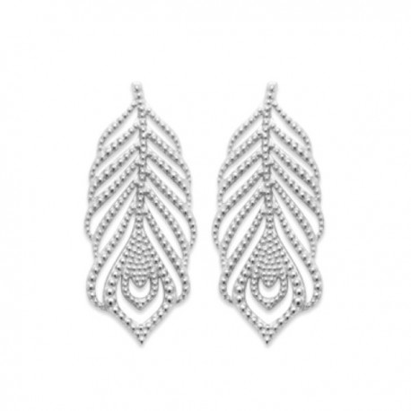 Boucles d'oreilles plumes argent massif 925/000 Bijou nature