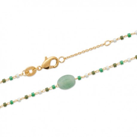 Bracelet Plaqué Or 18 carats pierre naturelle quartzite vert