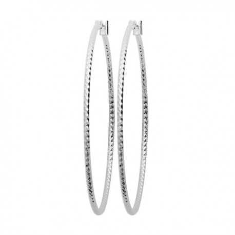 Boucles d'oreilles grandes créoles en argent massif 925/000 DIAM. 50 mm