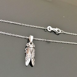 Collier cigale en argent 925/000 pendentif sur fine chaine- bijou nature