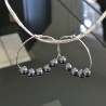 Boucles d'oreilles créoles argent 925/000 perles nacrées noires Swarovski