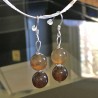 Boucles d'oreilles argent 925/000 pierres naturelles agate marron caramel