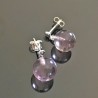 Boucles d'oreilles argent 925/000 boule pierre naturelle amethyste claire