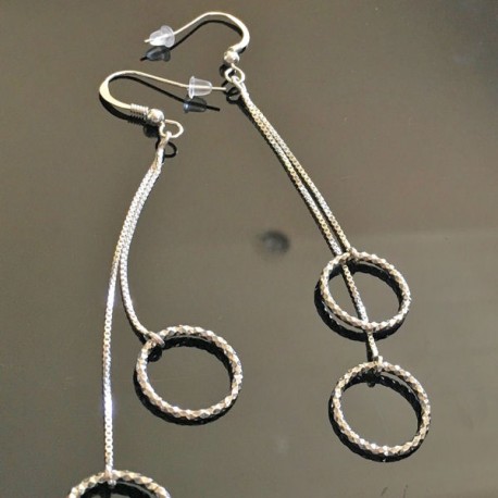 335690  Boucles d'oreilles pendantes Argent 925 rhodié, Fantaisie 46mm