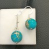 Boucles d'oreilles argent 925/000 pierre naturelle jaspe impérial turquoise