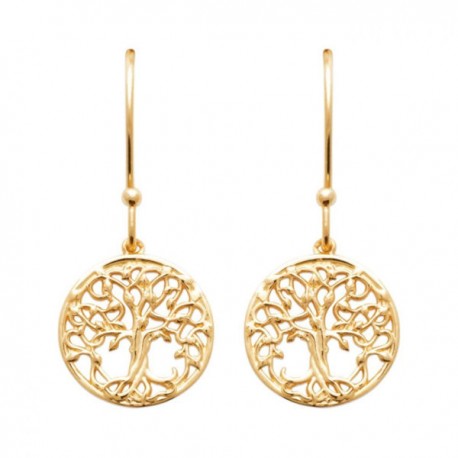 Boucles d'oreilles arbre de vie Plaqué Or 18 carats