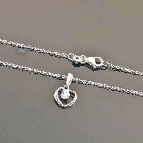 Collier pendentif petit coeur ajouré en argent massif 925/000 sur fine chaine