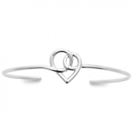 Bracelet jonc coeur argent massif 925/000