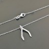 Collier pendentif os porte bonheur argent 925/000 et zirconium sur chaine