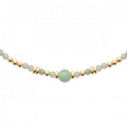 Collier Plaqué Or 18 carats perles aventurine Bijou pierres naturelles