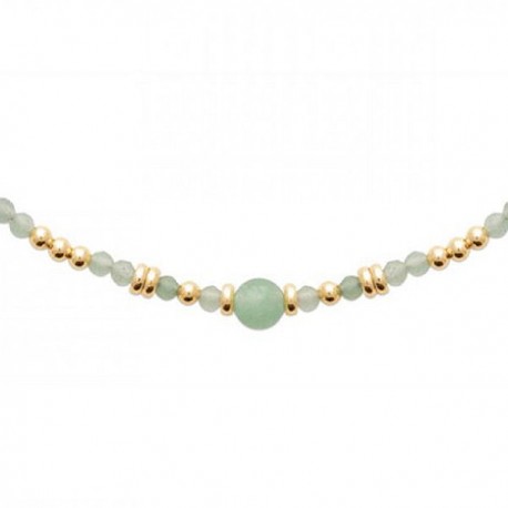 Collier Plaqué Or 18 carats perles aventurine Bijou pierres naturelles