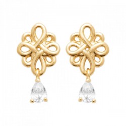 Boucles d'oreilles Plaqué Or 18 carats gouttes zirconium