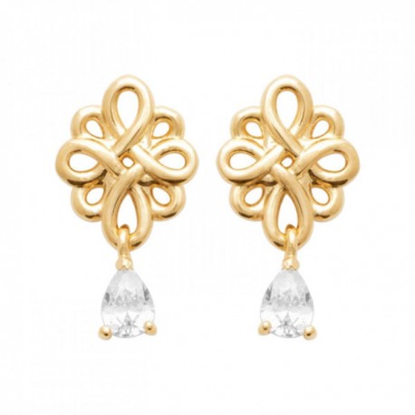 Boucles d'oreilles Plaqué Or 18 carats gouttes zirconium