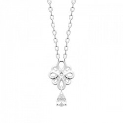 Collier argent massif 925/000 goutte zirconium