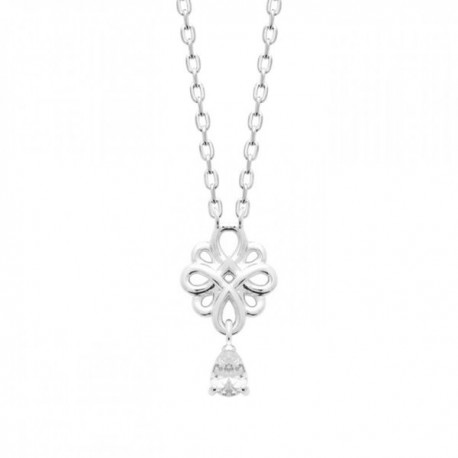 Collier argent massif 925/000 goutte zirconium